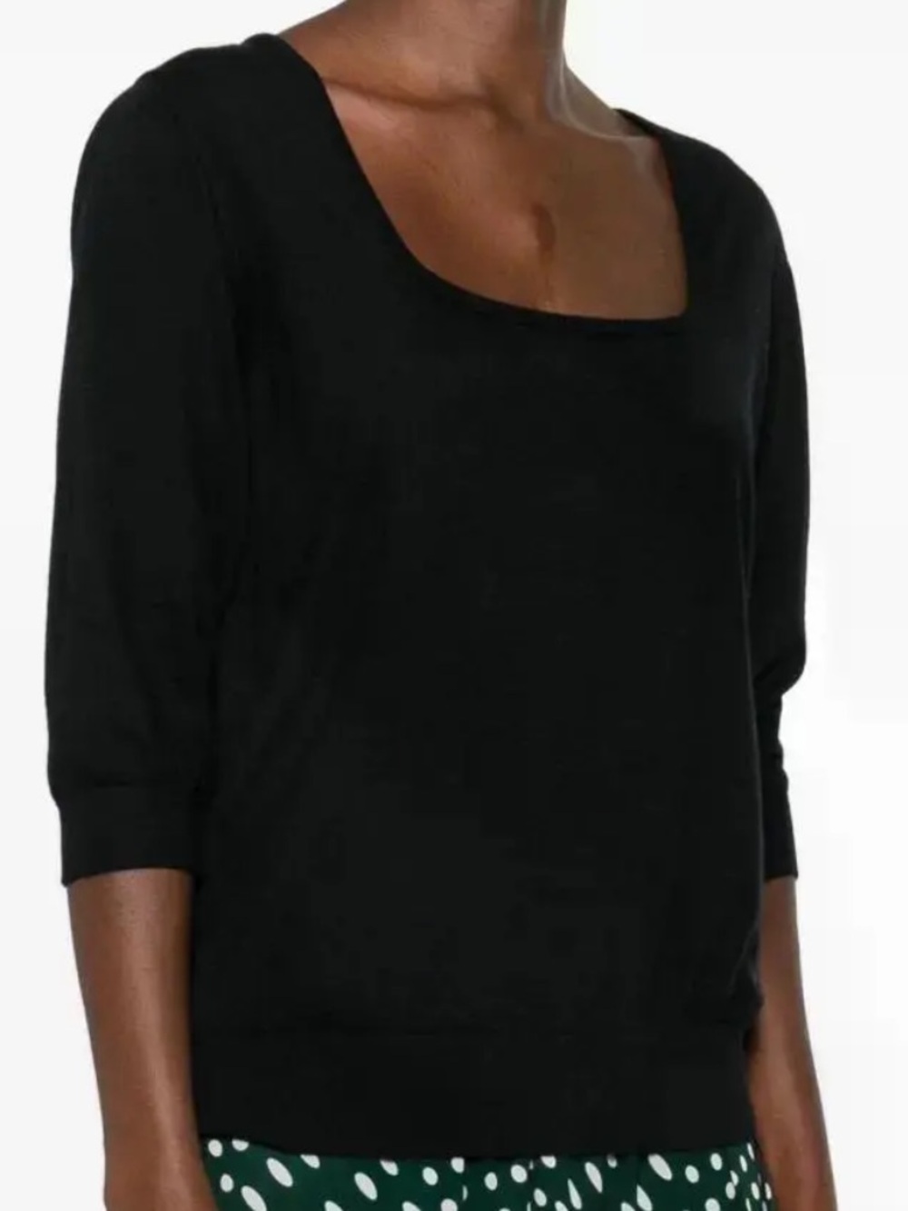 Barneys New York Black Scoop-Neck Knit Sweater